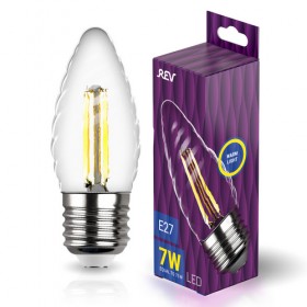 REV Лампа сд FILAMENT свеча витая TC37 E27 7W, 2700K, DECO Premium теплый свет
