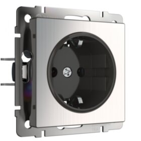 WL глянцевый никель Розетка 1-ая с заземлением