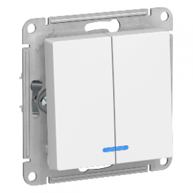 Механизм выключателя 2-кл белый с подсветкой AtlasDesign