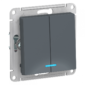 Механизм выключателя 2-кл с подсветкой грифель AtlasDesign
