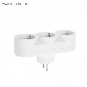 Разветвитель 3 розетки, 16А, с з/к, 220 В, белый, розничная упаковка.5018828