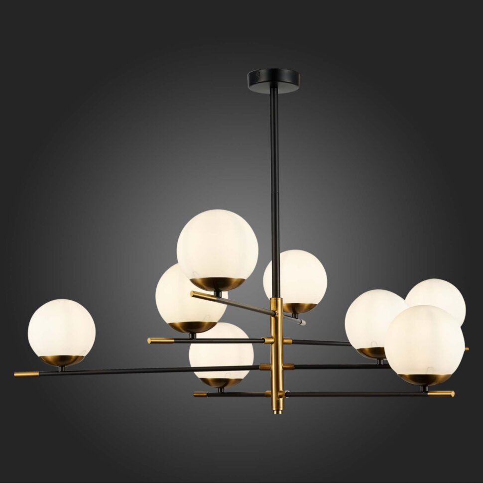 SL1203.422.08 Люстра потолочная ST-Luce Черный, Латунь/Белый E27 8*60W