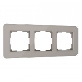 WL Рамка на 3 поста Elite (дымчатый, стекло)