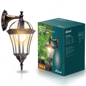 REV Светильник сад.-парк.Venezia бра вниз 405мм, стекло, черное золото, duwi