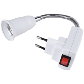 Ecola переходник вилка-патрон E27 гибкий 150мм с выключателем Белый APT7NWEAY