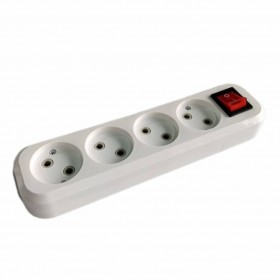 Колодка розеточная LEEK LE SOB 4-х местная,  10А, без заземления, с выключателем (10/100)