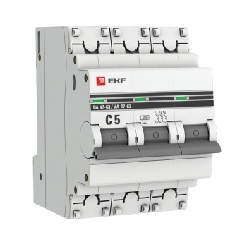 EKF Автоматический выключатель 3Р 5А (С) 4,5кА ВА 47-63 EKF PROxima