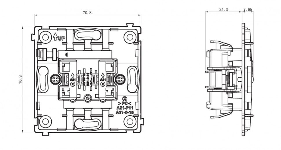 Механизм выключателя 2-клавишного,схема 5,10 A 250 В