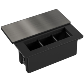 Donel Настольный встраиваемый розеточный блок с сдвижной крышкой из стали 6 мод. (3 мод. 45х45), чер