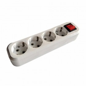 Колодка розеточная LEEK LE SOB 4-х местная,  16А, с заземлением, с выключателем (10/50)