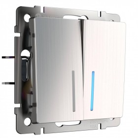 WL глянцевый никель Выключатель 2-кл с подсветкой