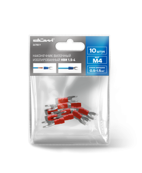 REV Наконечник НВИ 1,25-4 вилка 0,5-1,5мм, 10 шт./уп., duwi