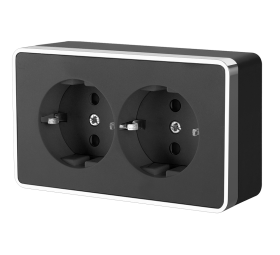 WL черный/хром Розетка 2-ая с/з WL15-02-03