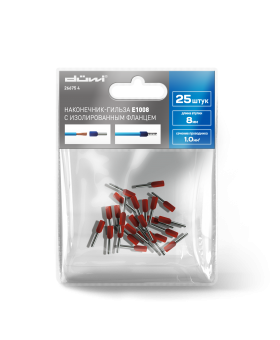 REV Наконечник-гильза Е1008 1мм2 с изолированным фланцем, 25 шт./уп., duwi