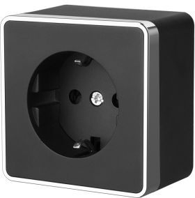WL черный/хром Розетка с/з WL15-02-01