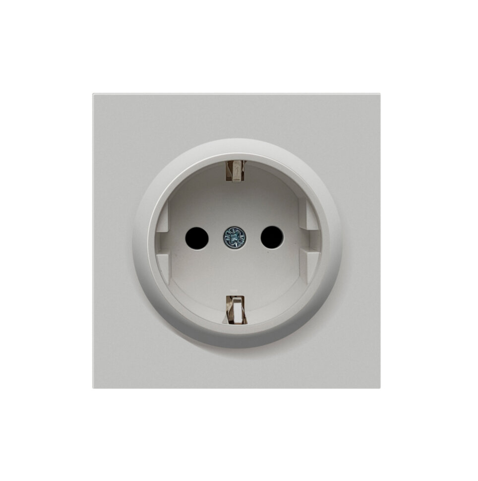 Накладка для розетки Schuko с заземлением со шторками 16A 250 В~, матовый серый