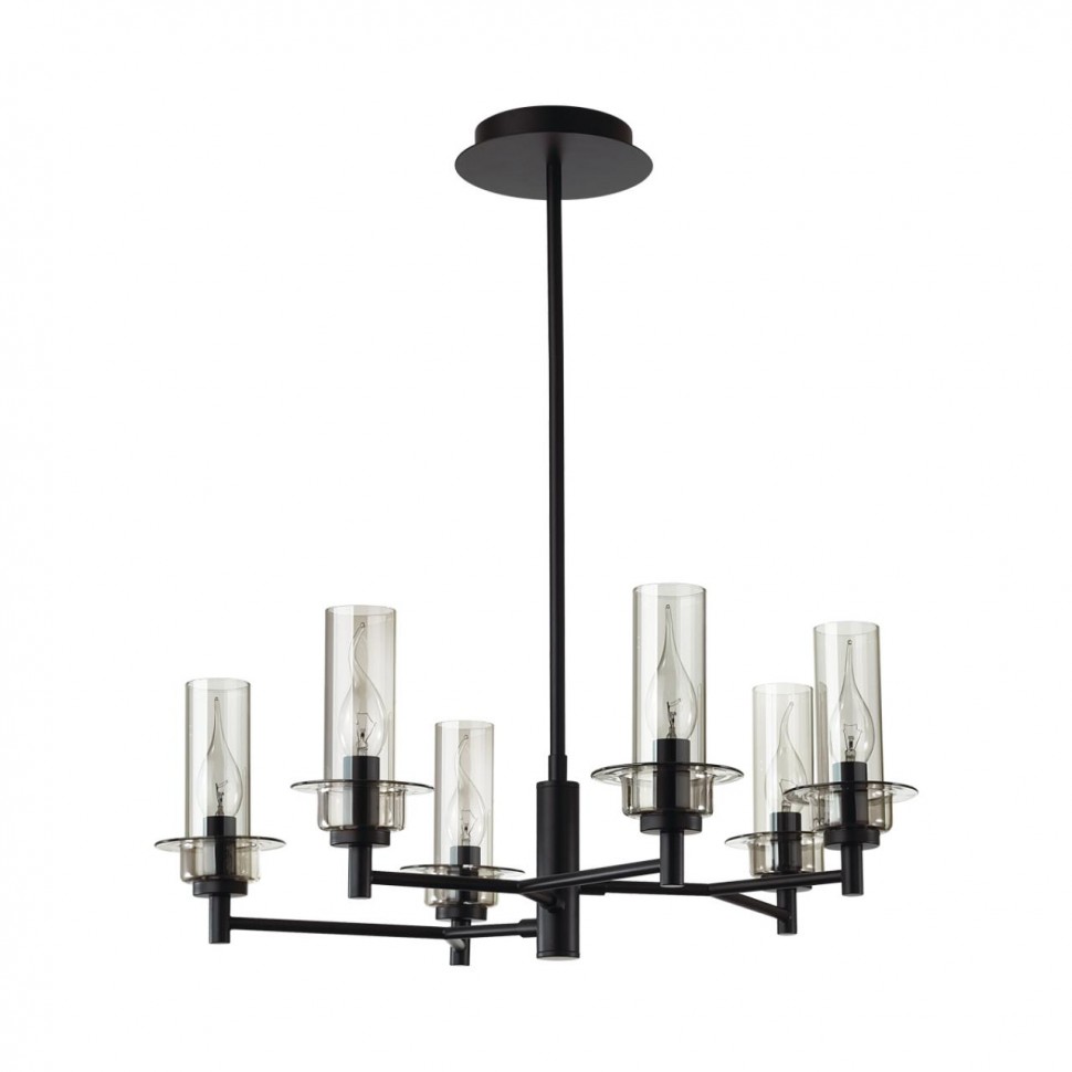 6555/6C CLASSI LN25 черный/дымчатый/металл/стекло Люстра потолочная E14 6*40W 220V MADONNA