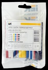 IEK Набор термоусадки ТТУ 8/4 (4*Ч,2*Б,К,С,Ж,З) 10*10см/упак