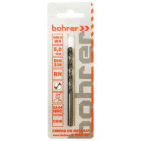 Сверло по металлу Bohrer серия Мастер  9,0 мм (HSS-G) DIN 338 RN (1 шт в блистере)