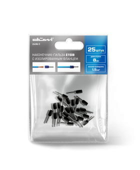 REV Наконечник-гильза Е1508 1,5мм2 с изолированным фланцем, 25 шт./уп., duwi