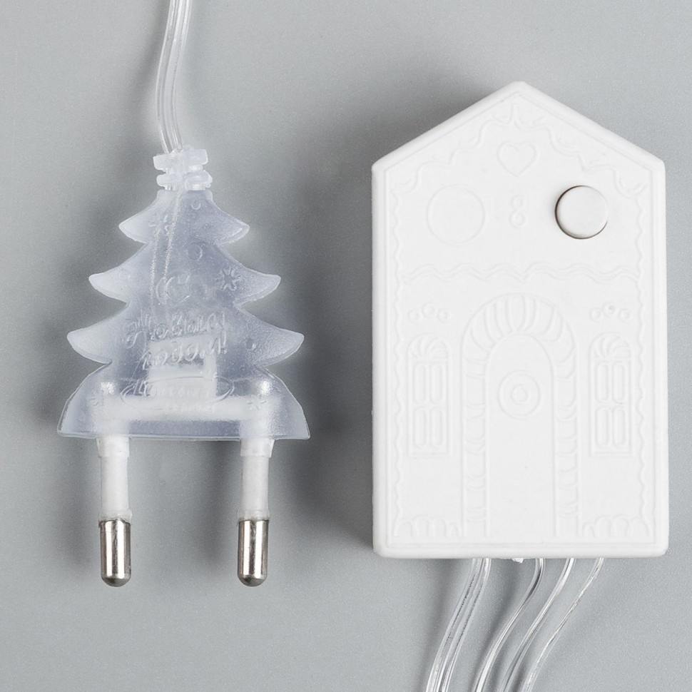 Гирлянда "Бахрома" 2.4 х 0.9 м с насадками "Колокольчики", IP20, прозрачная нить, 138 LED, свечение