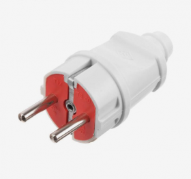 Вилка прямая, 16А, без з/к, 220 В, белая, розничная упаковка. 5018807