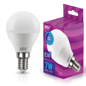 REV Лампа сд G45 Е14 7W, 6500K,холодный свет