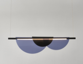 Люстра подвесная Ambra 119100P/BS blue LED 24W  3000K+6000K/ matt black+amber