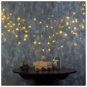 Гирлянда &quot;Бахрома&quot; 3 х 0.5 м , IP20, прозрачная нить, 80 LED, свечение тёплое белое, 8 режимов, 220 В