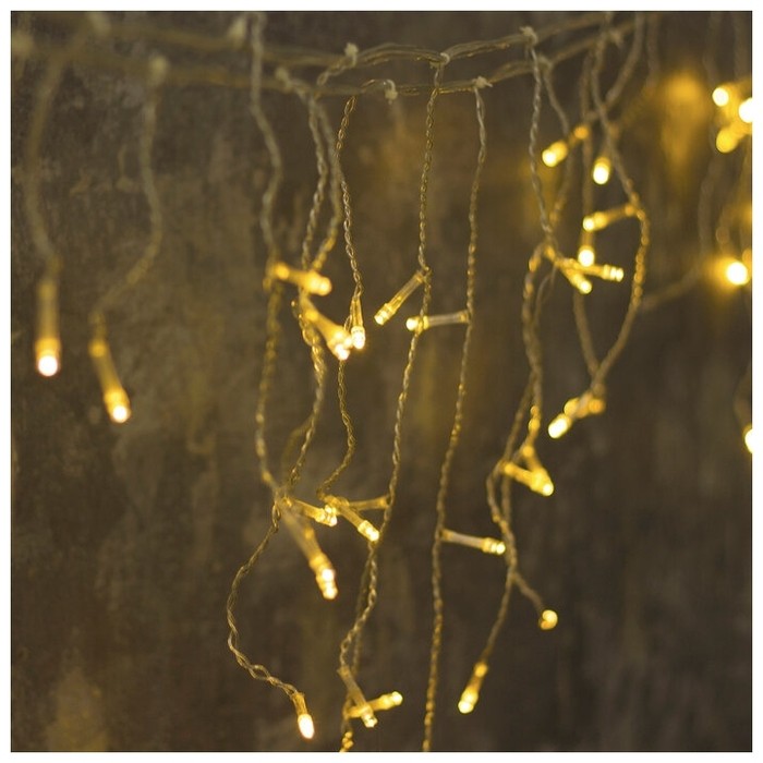 Гирлянда "Бахрома" 3 х 0.5 м , IP20, прозрачная нить, 80 LED, свечение тёплое белое, 8 режимов, 220