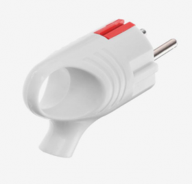 Вилка угловая, с кольцом, 16А, без з/к, 220 В, белая, розничная упаковка. 5018806