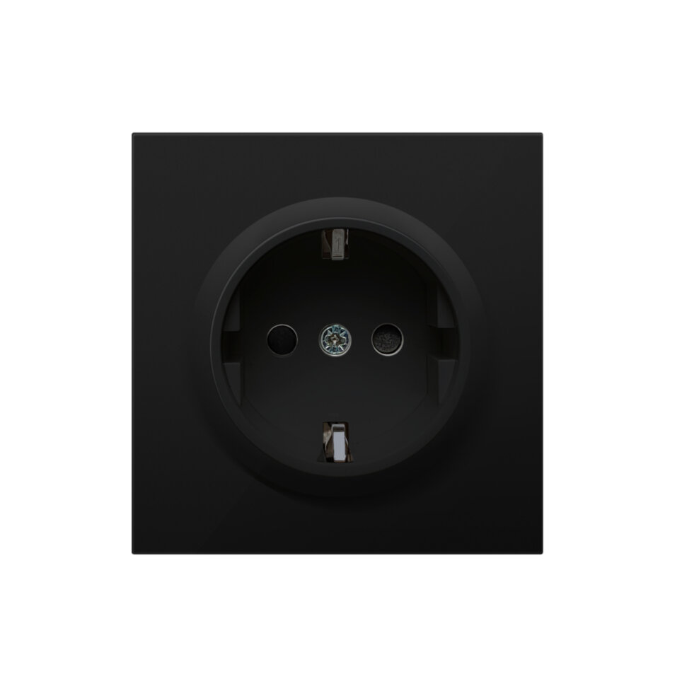 Накладка для розетки с заземлением со шторками , матовый карбон