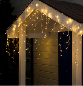 Гирлянда &quot;Бахрома&quot; 3 х 0.6 м , IP44, УМС, прозрачная нить, 160 LED, свечение тёплое белое, 220 В