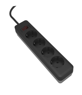 Удлинитель с сет/ф LEEK LE E1S ПВС 3х0,75 4роз. 5м 10А земля черный/серый (20)