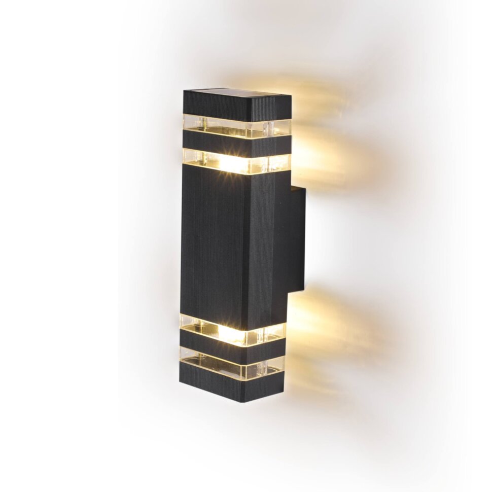 Светильник настенный накладной NUOVO 110х105х320  2хЕ27 алюминий/стекло IP65 черный, duwi