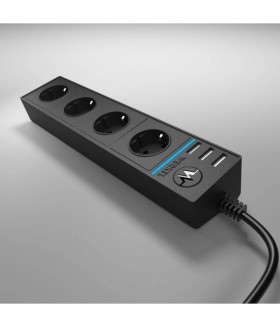 WL Розеточный блок4-х местный+3 USB черный WL20-04-03