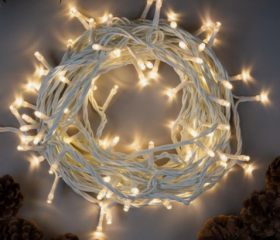 Гирлянда &quot;Нить&quot; 10 м , IP44, белая нить, 100 LED, свечение тёплое белое, 8 режимов, 220 В