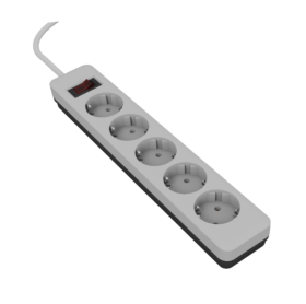 Удлинитель с сет/ф LEEK LE E1S ПВС 3х0,75 5роз. 1,8м 10А земля серый/черный (20)