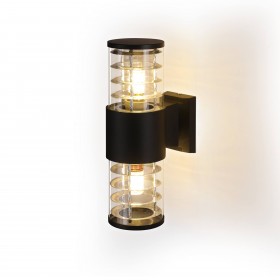 Светильник настенный накладной NUOVO 175х108х320  2хЕ27 алюминий/стекло IP65 черный, duwi