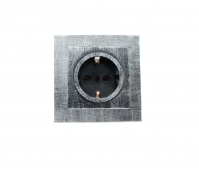 REV Розетка с/п с з/к 1-местная серия Palazzo Vintage, серебро патина, düwi