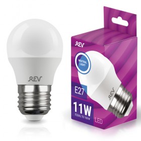REV Лампа сд G45 Е27 11W, 4000K, нейтральный свет