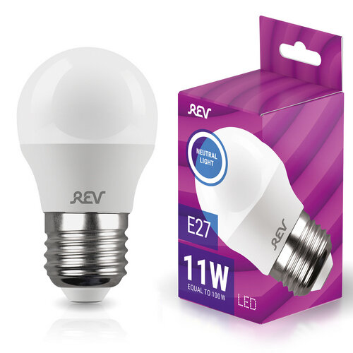 REV Лампа сд G45 Е27 11W, 4000K, нейтральный свет