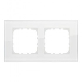 Рамка 2-постовая, натуральное стекло, цвет белый  LK80