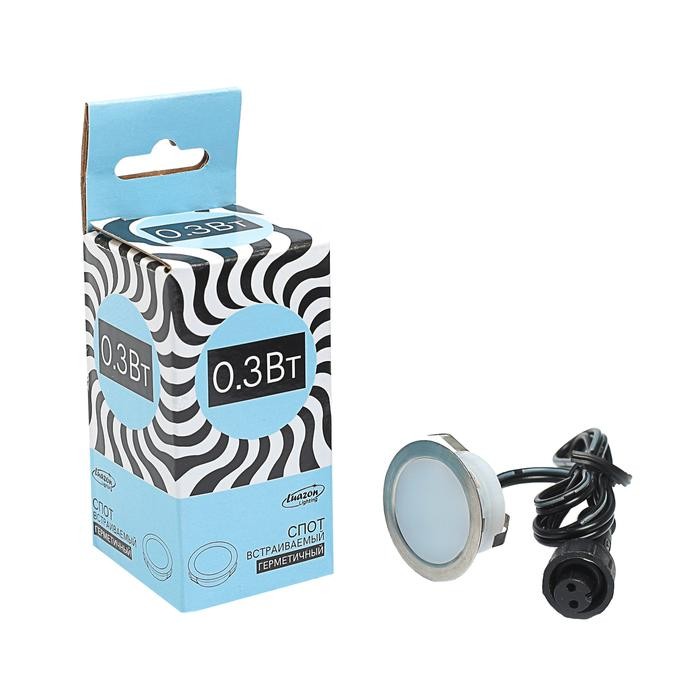 Светильник герметичный круглый Luazon VSL-002, 0,3 Вт, IP66, 12 В, ТЕПЛО-БЕЛЫЙ   2723522