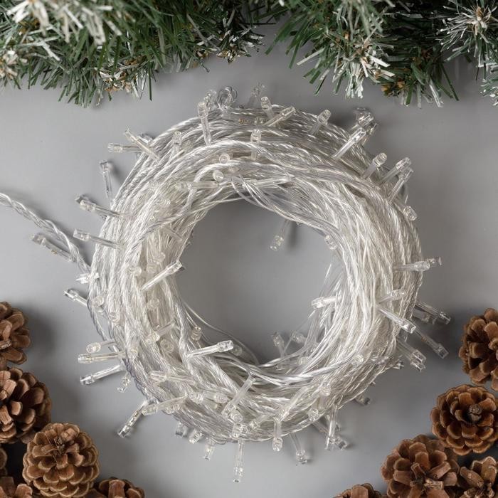 Гирлянда "Нить" 20 м , IP20, прозрачная нить, 200 LED, свечение белое, 8 режимов, 220 В