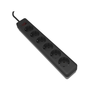 Удлинитель с сет/ф LEEK LE E1S ПВС 3х0,75 6роз. 3м 10А земля черный/серый (20)