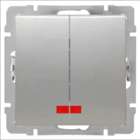 Механизм выключателя 2-кл с подсветкой (серебристый металлик)  LK80