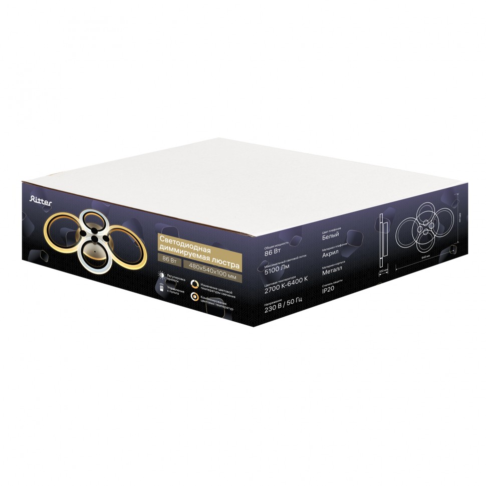 Люстра сд диммируемая с ДУ CHL-52018/86W, Ritter