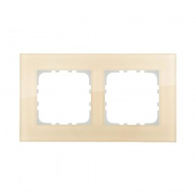 Рамка 2-постовая, натуральное стекло, цвет кремовый LK80