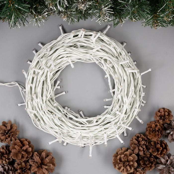 Гирлянда "Нить" 20 м , IP44, белая нить, 200 LED, свечение тёплое белое, 8 режимов, 220 В